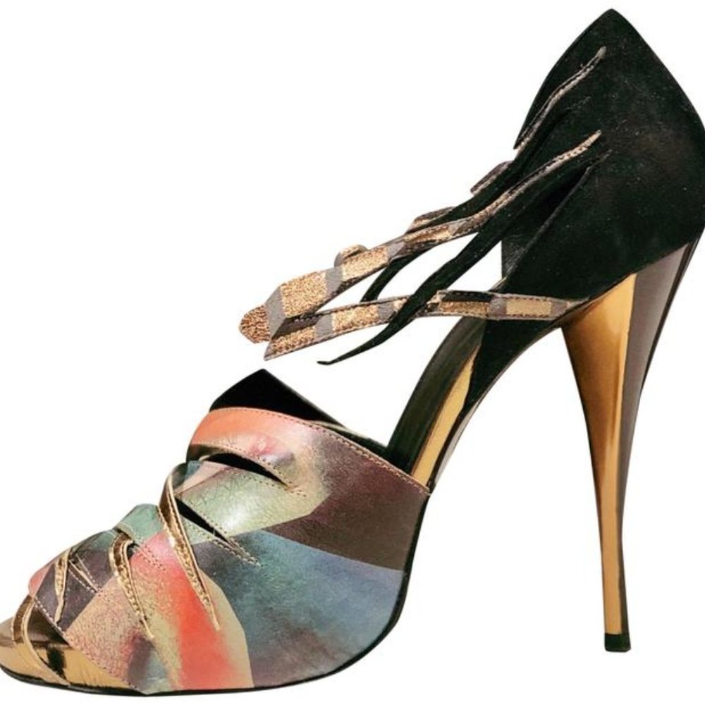 Vintage Pierre Hardy Exotic Peep Toe High Heels sz 7 (37)